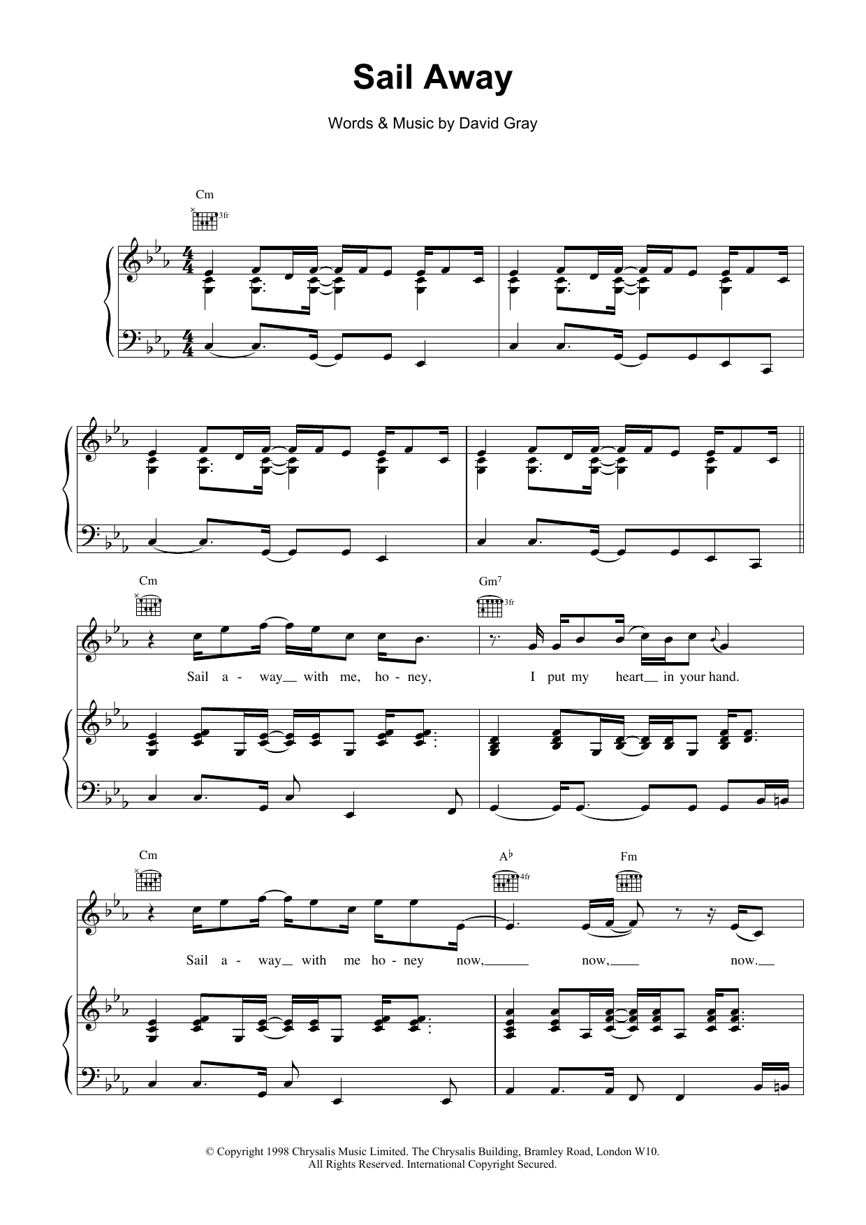 David Gray Sail Away sheet music notes and chords. Download Printable PDF.