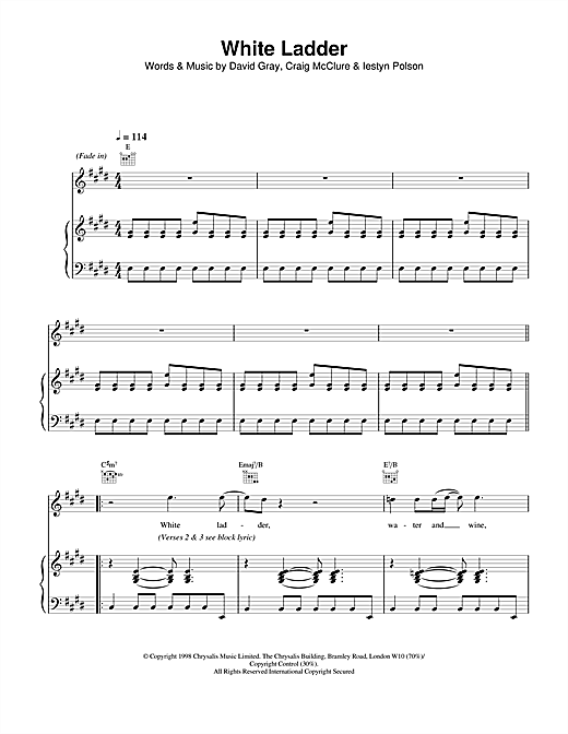 David Gray White Ladder sheet music notes and chords. Download Printable PDF.