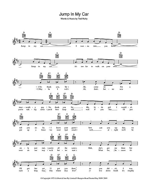 David Hasselhoff Jump In My Car sheet music notes and chords arranged for Lead Sheet / Fake Book
