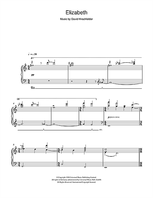 Learn to play David Hirschfelder Elizabeth (Love Theme) sheet music for Piano Solo in minutes. David Hirschfelder Elizabeth (Love Theme) sheet music notes and chords. Download Printable PDF.