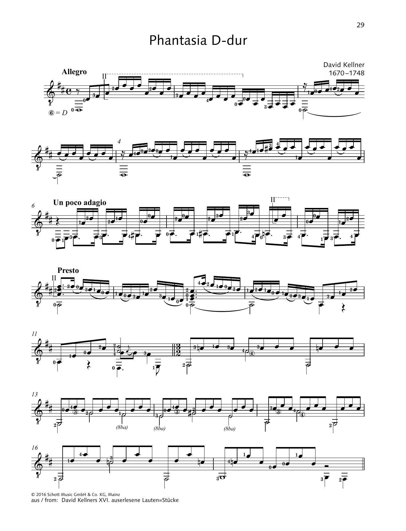 David Kellner Phantasia D-Dur sheet music notes and chords. Download Printable PDF.