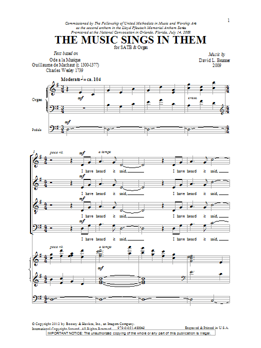 David L Brunner The Music Sings In Them Sheet Music Pdf Notes Chords Concert Score Satb 6674