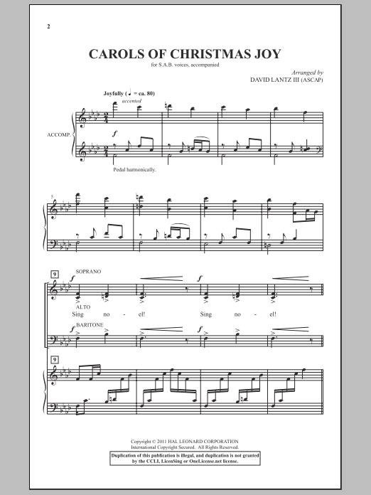 Learn to play David Lantz III Carols Of Christmas Joy sheet music for SAB Choir in minutes. Price: 3.9900$ David Lantz III Carols Of Christmas Joy sheet music notes and chords arranged for SAB Choir