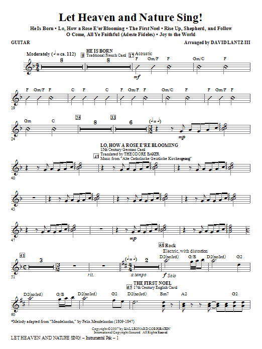 Learn to play David Lantz III Let Heaven And Nature Sing! - Guitar sheet music for Choir Instrumental Pak in minutes. David Lantz III Let Heaven And Nature Sing! - Guitar sheet music notes and chords. Download Printable PDF.