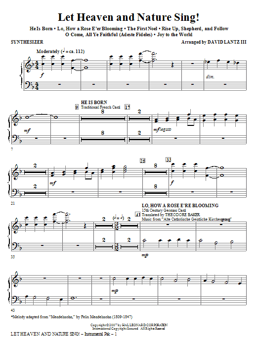 Learn to play David Lantz III Let Heaven And Nature Sing! - Synthesizer sheet music for Choir Instrumental Pak in minutes. David Lantz III Let Heaven And Nature Sing! - Synthesizer sheet music notes and chords. Download Printable PDF.