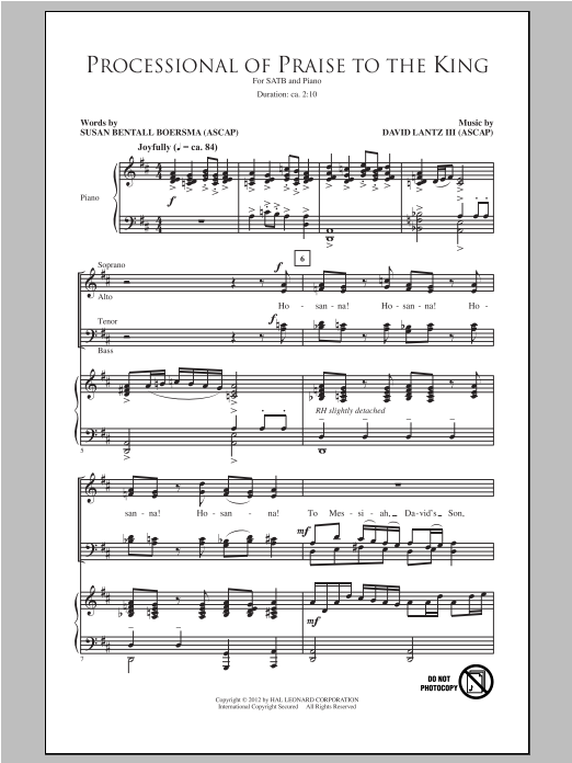 David Lantz III Processional Of Praise To The King sheet music notes and chords arranged for SATB Choir