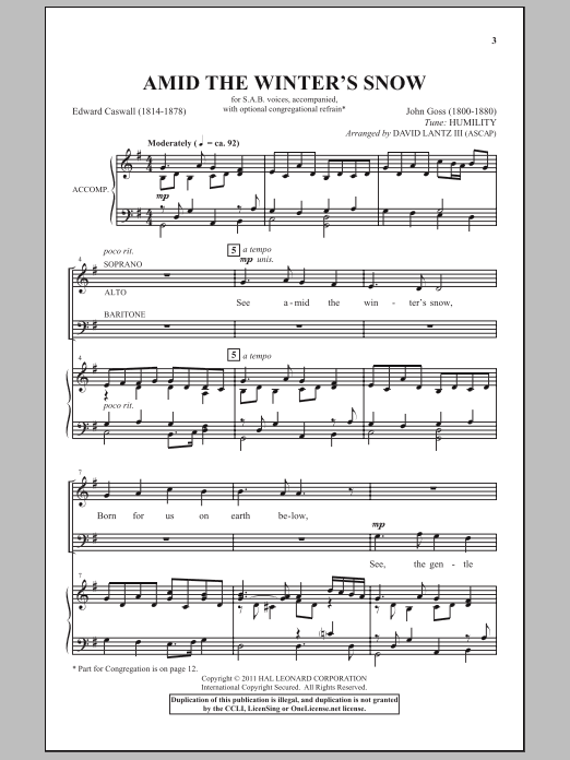 David Lantz Iii See Amid The Winter S Snow Sheet Music Pdf Notes