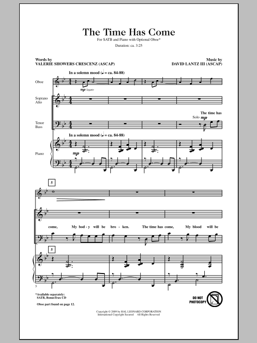 David Lantz III The Time Has Come sheet music notes and chords arranged for SATB Choir