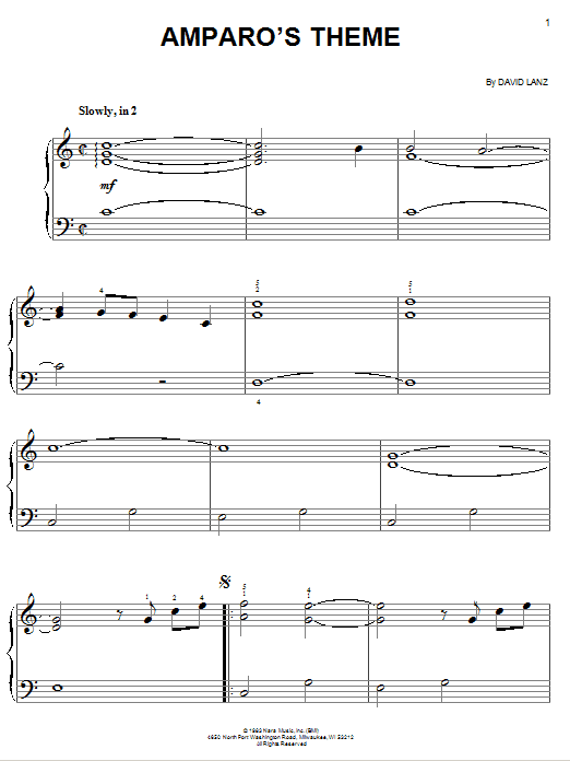 David Lanz Amparo's Theme sheet music notes and chords. Download Printable PDF.