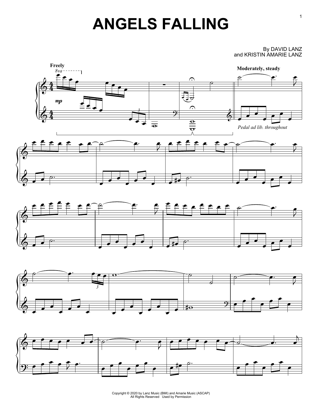 David Lanz Angels Falling sheet music notes and chords. Download Printable PDF.