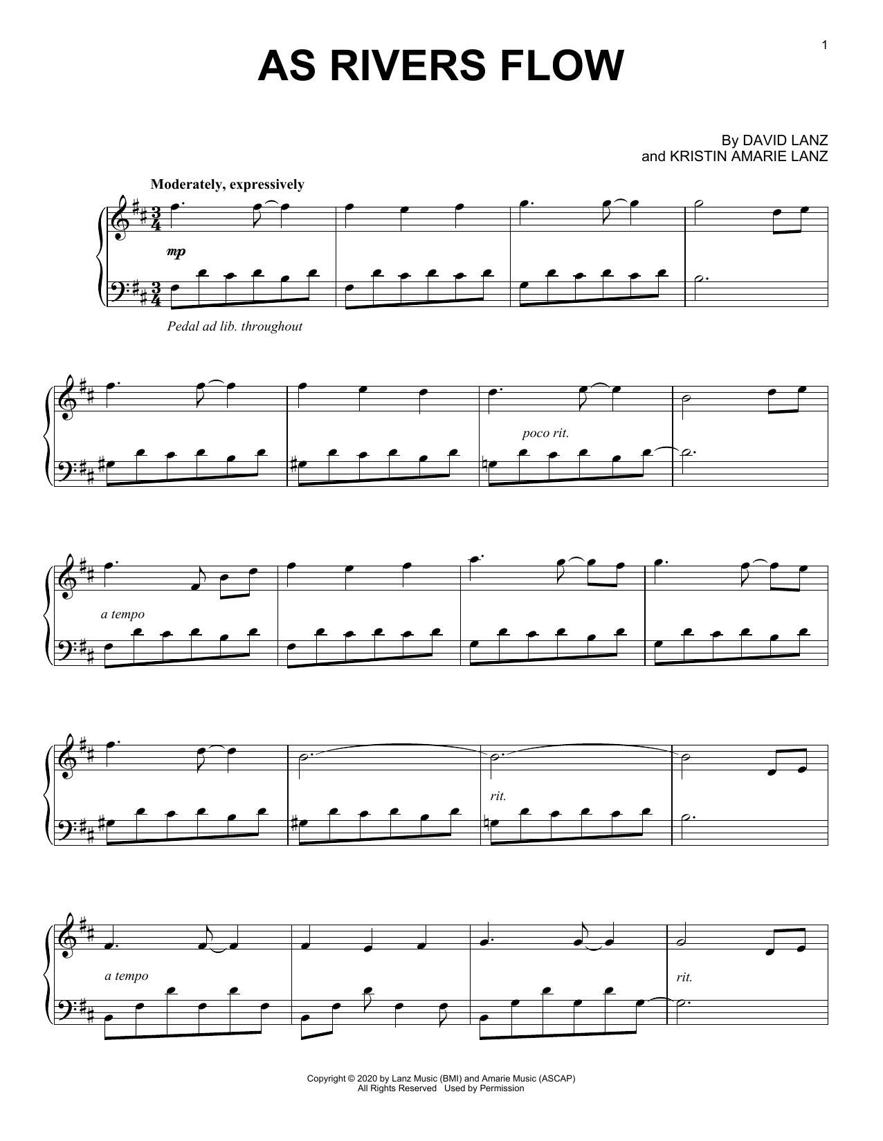 David Lanz As Rivers Flow sheet music notes and chords. Download Printable PDF.