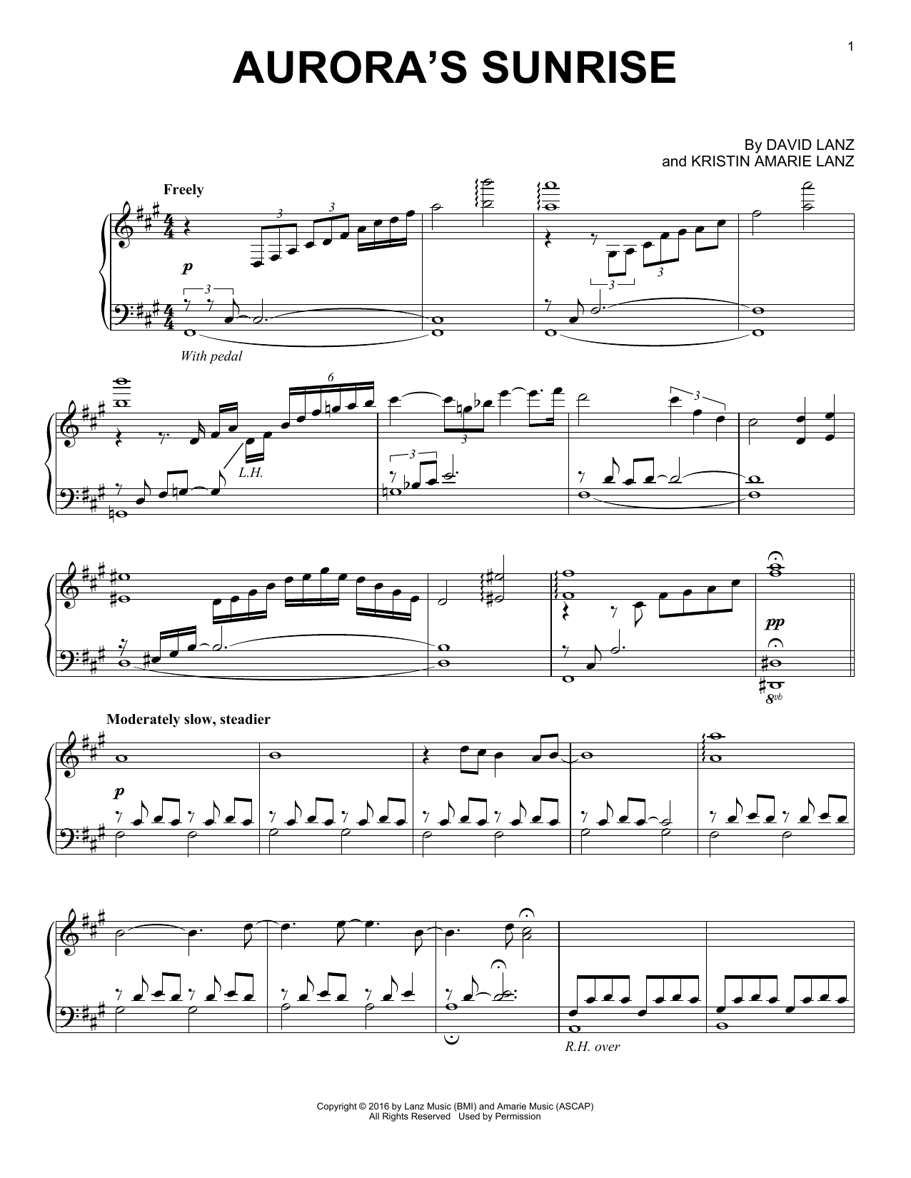 David Lanz Aurora's Sunrise sheet music notes and chords. Download Printable PDF.