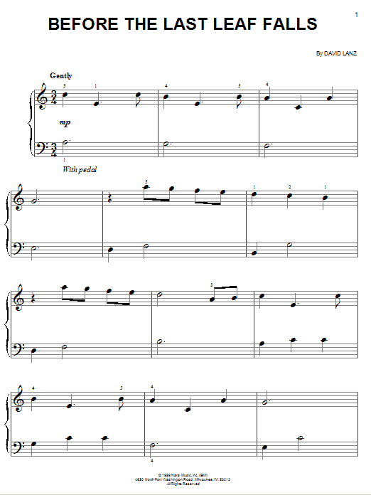 Learn to play David Lanz Before The Last Leaf Falls sheet music for Easy Piano in minutes. Price: 6.9900$ David Lanz Before The Last Leaf Falls sheet music notes and chords arranged for Easy Piano
