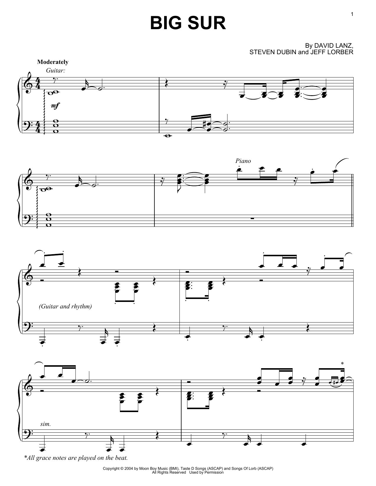 David Lanz Big Sur sheet music notes and chords. Download Printable PDF.