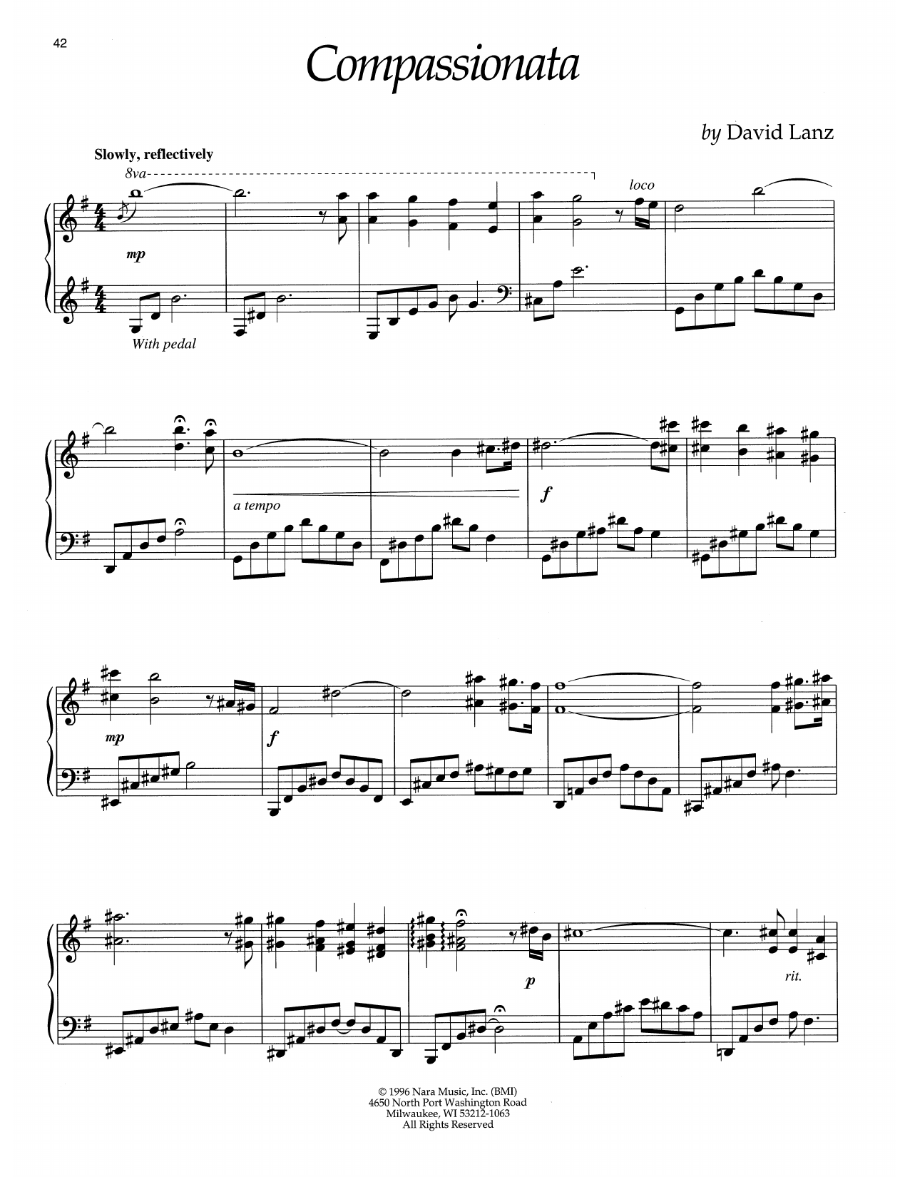 David Lanz Compassionata sheet music notes and chords. Download Printable PDF.