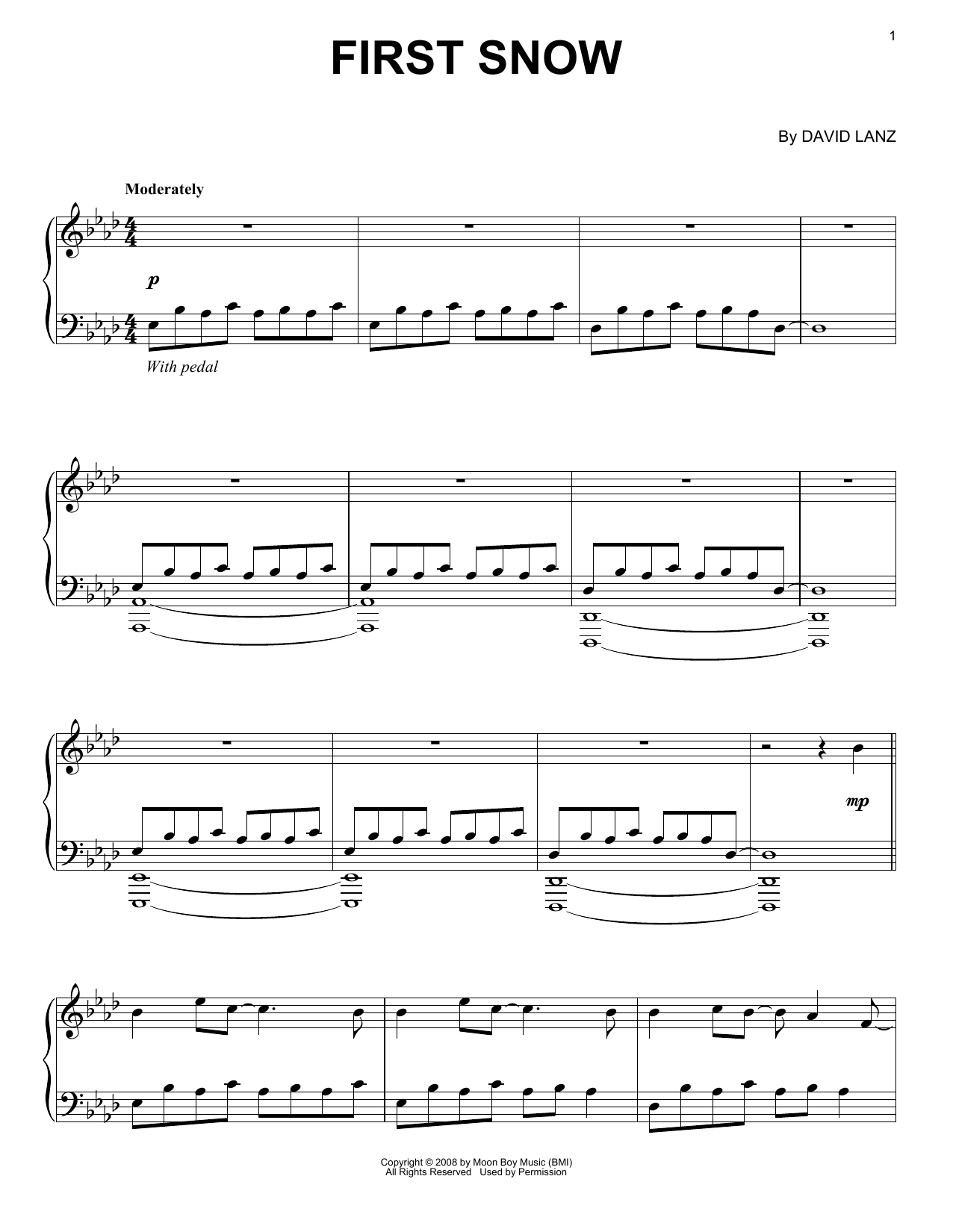 David Lanz First Snow sheet music notes and chords. Download Printable PDF.