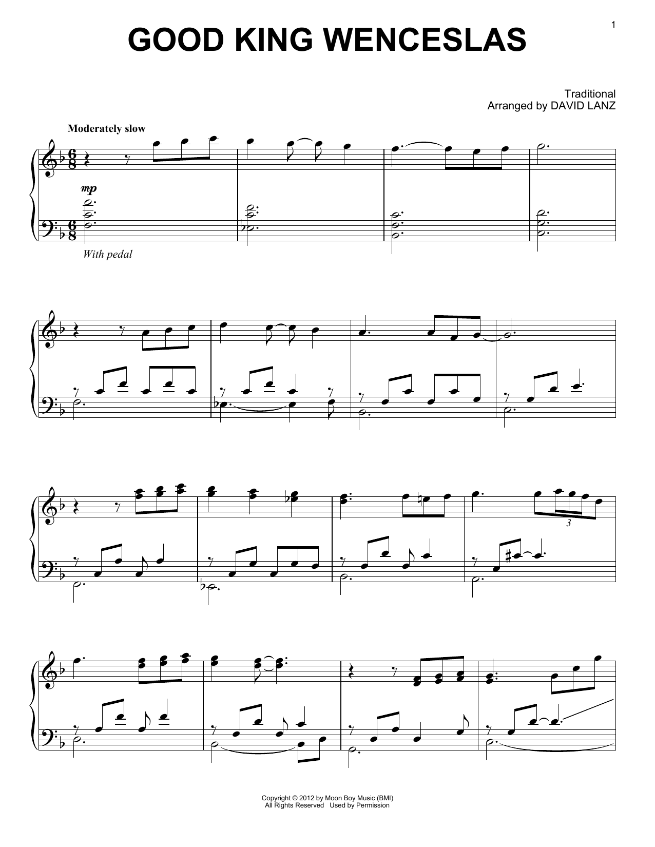 David Lanz Good King Wenceslas sheet music notes and chords. Download Printable PDF.