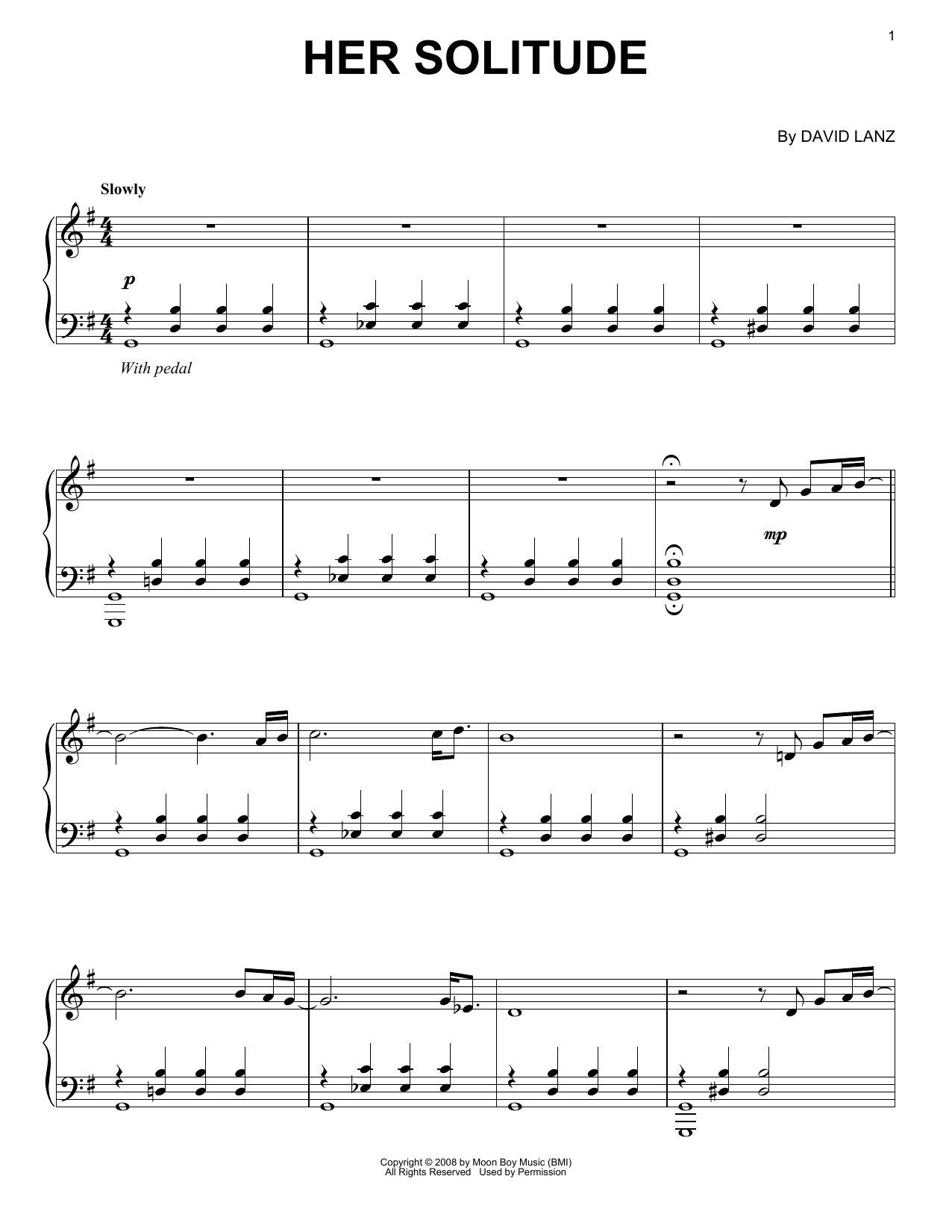 David Lanz Her Solitude sheet music notes and chords. Download Printable PDF.