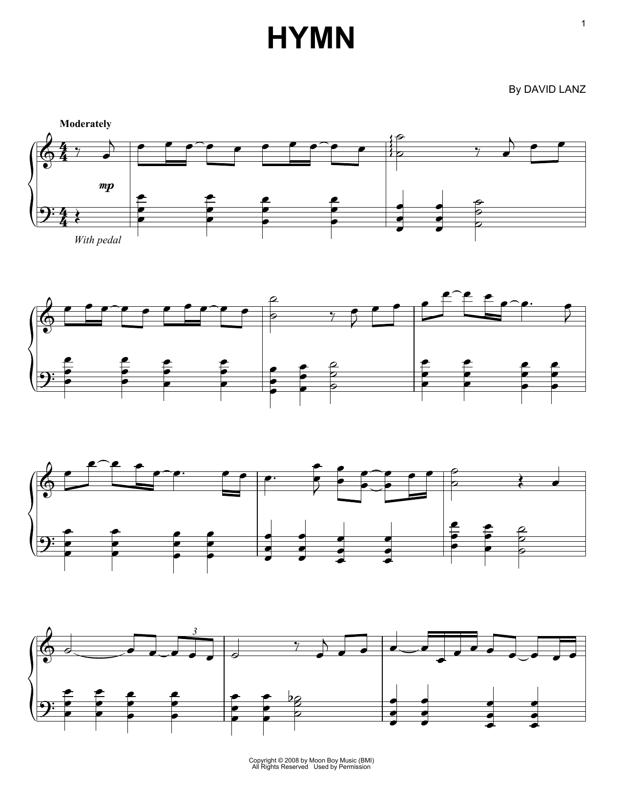 David Lanz Hymn sheet music notes and chords. Download Printable PDF.