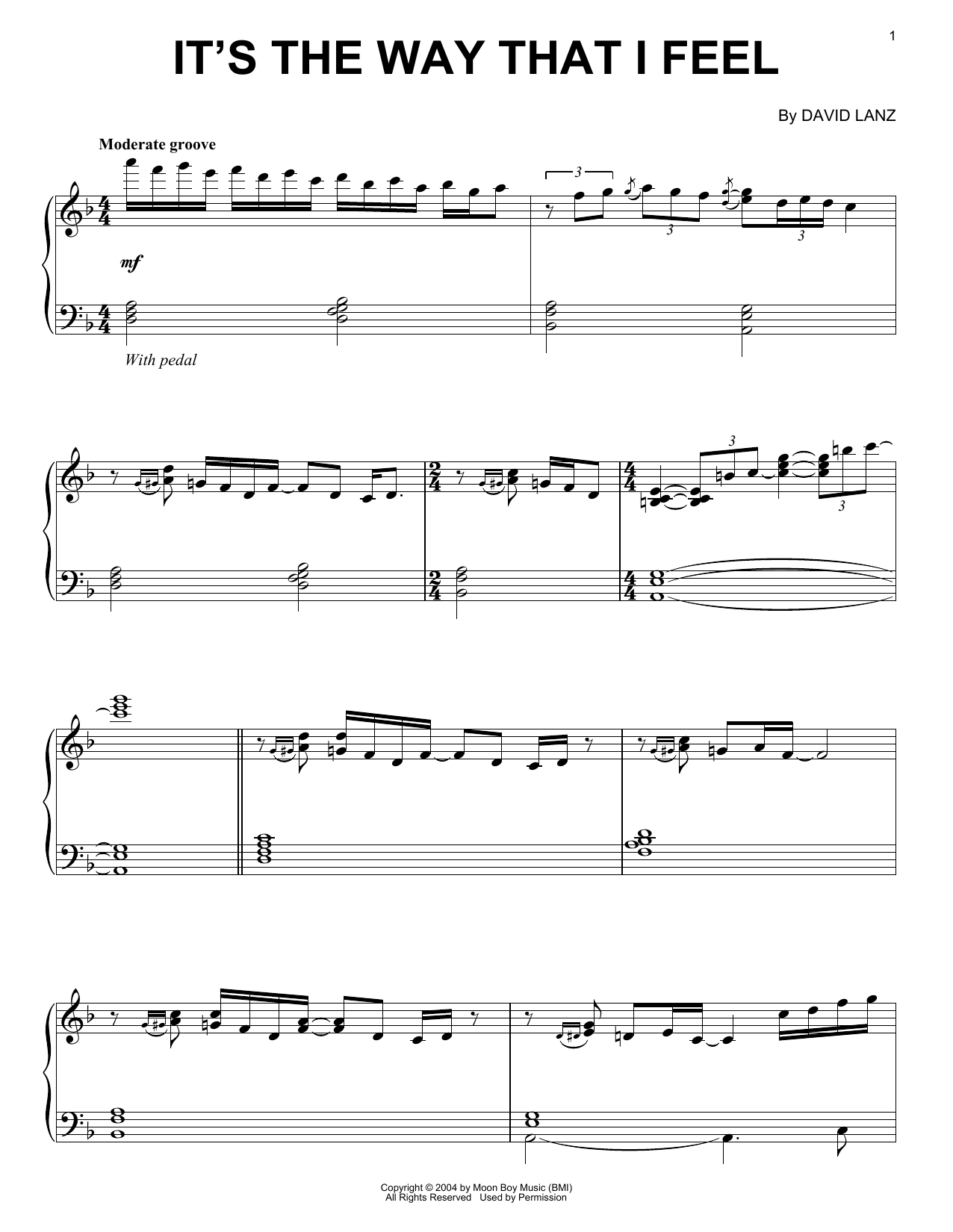 Learn to play David Lanz It's The Way That I Feel sheet music for Piano Solo in minutes. Price: 7.8900$ David Lanz It's The Way That I Feel sheet music notes and chords arranged for Piano Solo