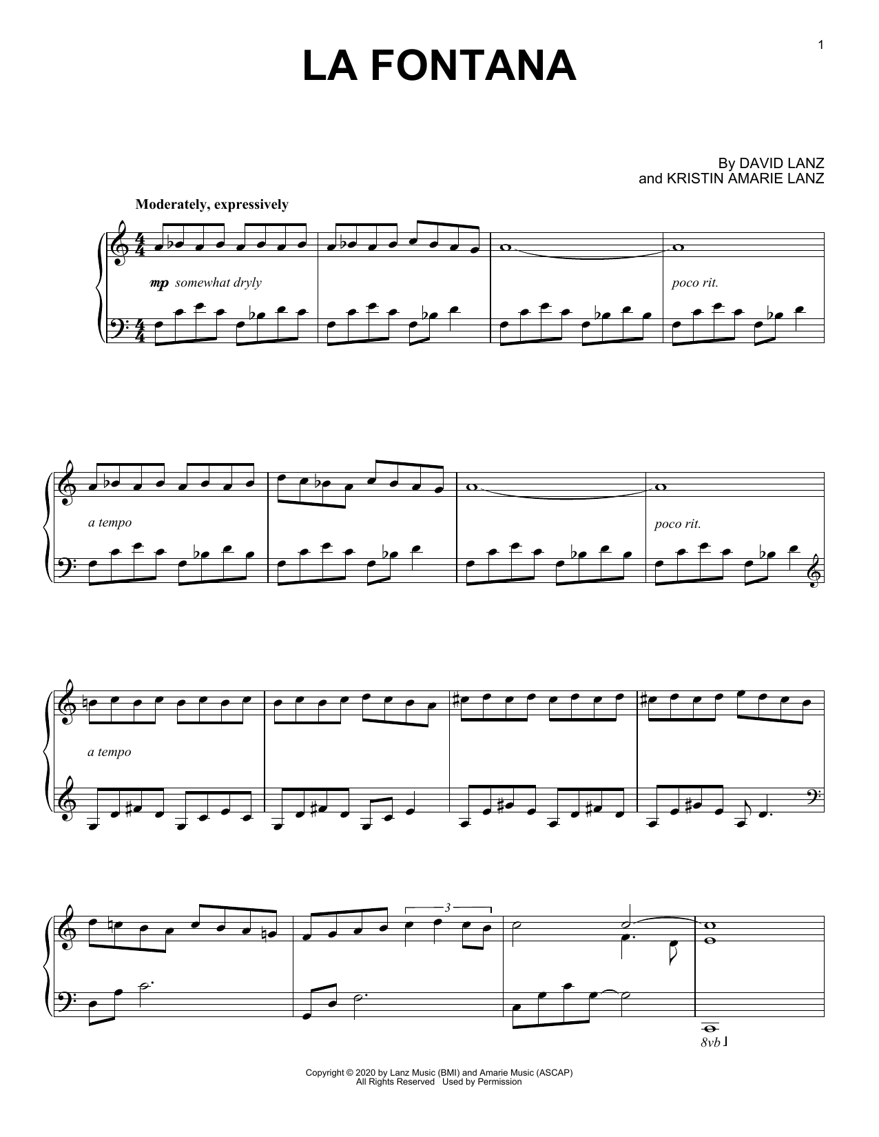 David Lanz La Fontana sheet music notes and chords. Download Printable PDF.