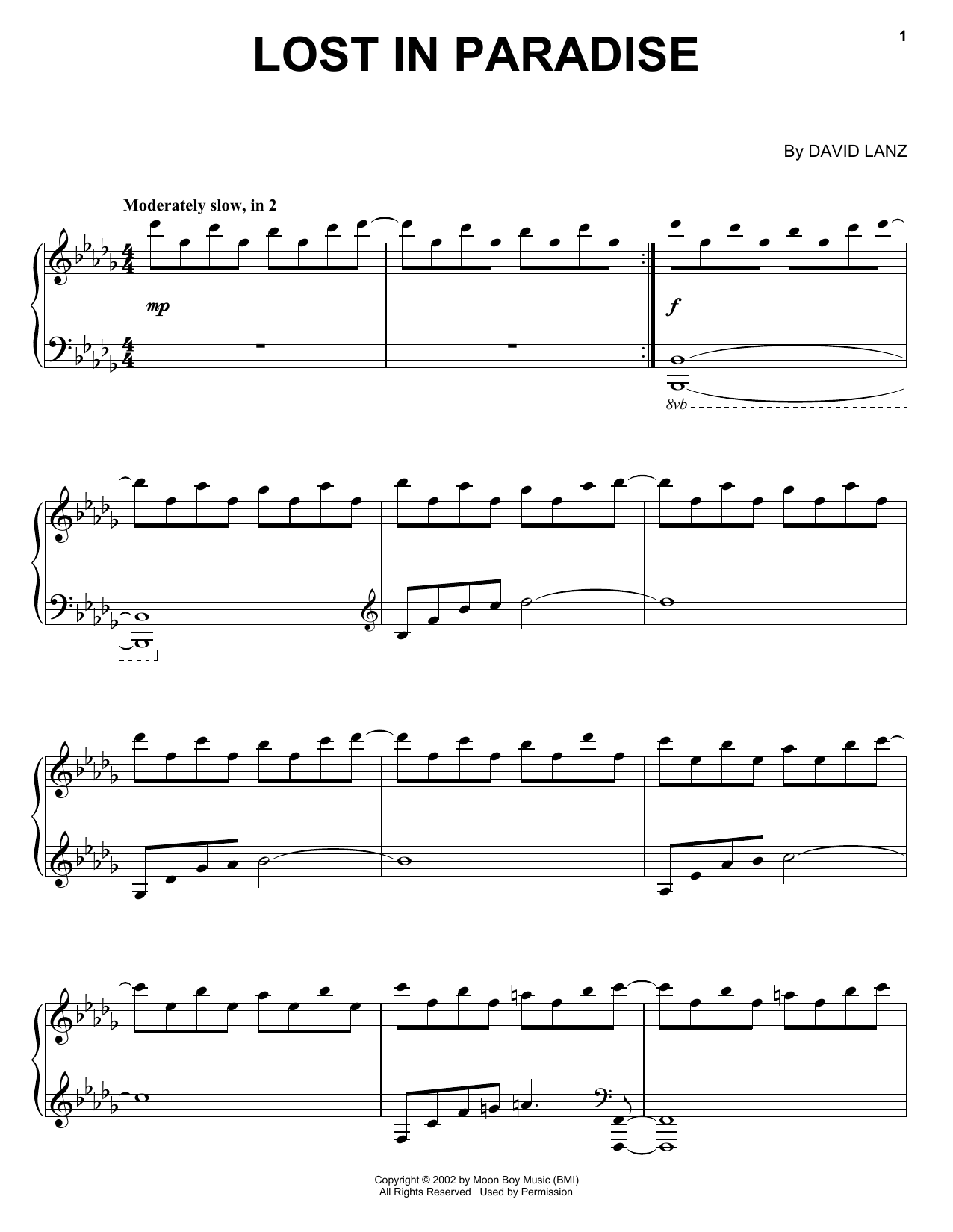 David Lanz Lost In Paradise sheet music notes and chords. Download Printable PDF.