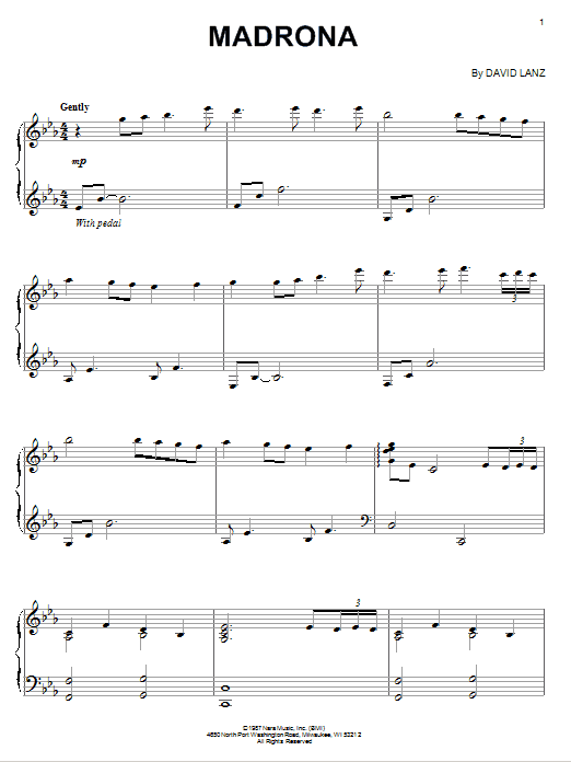 David Lanz Madrona sheet music notes and chords. Download Printable PDF.