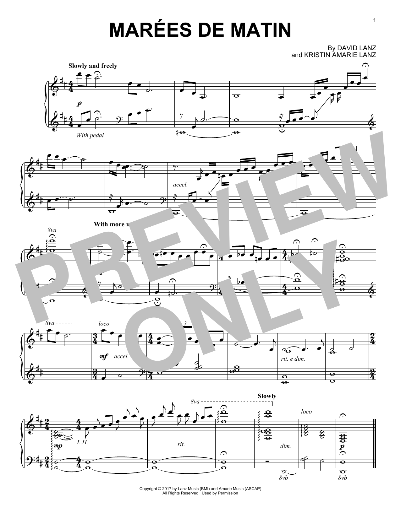 David Lanz Marées de Matin sheet music notes and chords. Download Printable PDF.