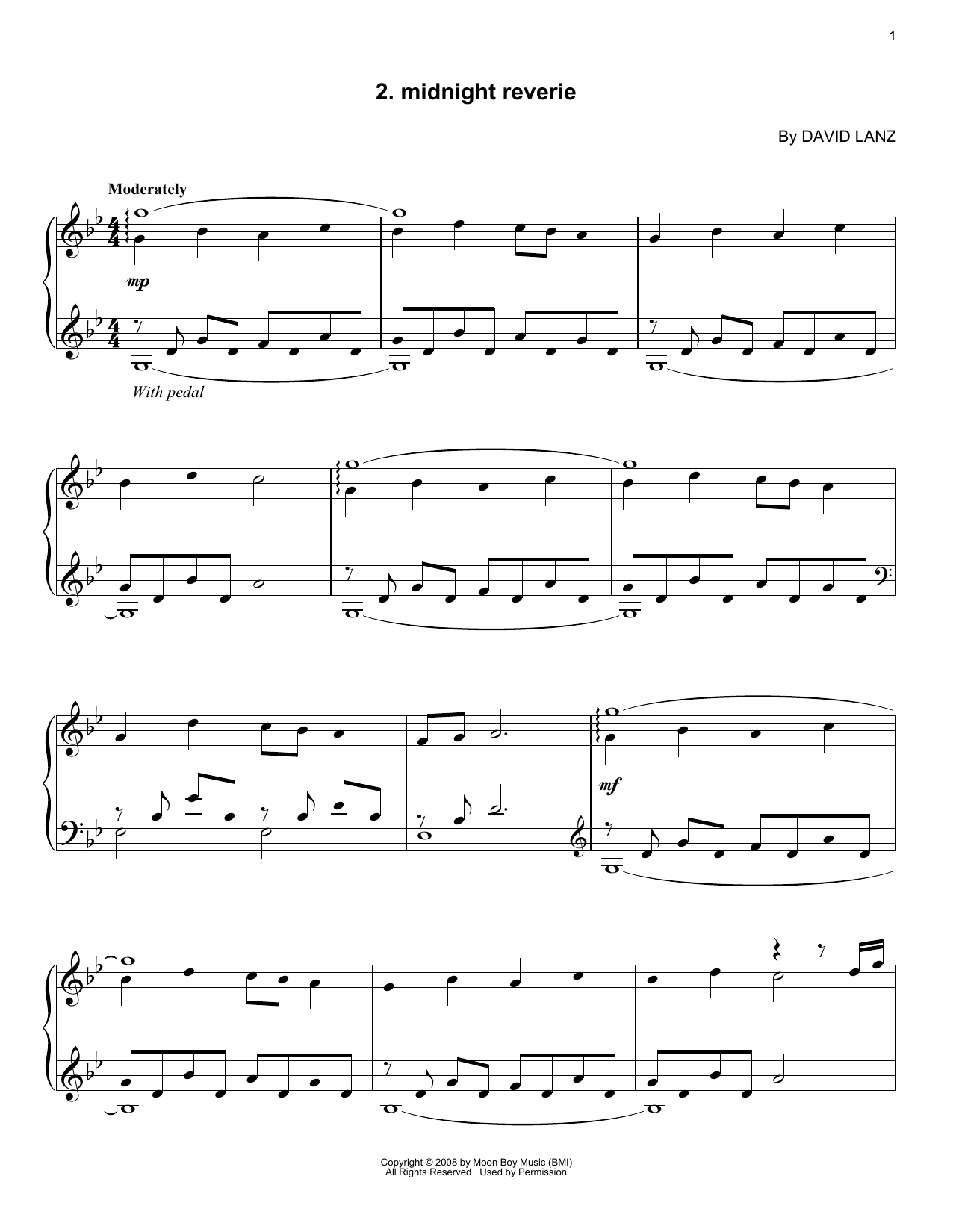 David Lanz Midnight Reverie sheet music notes and chords. Download Printable PDF.