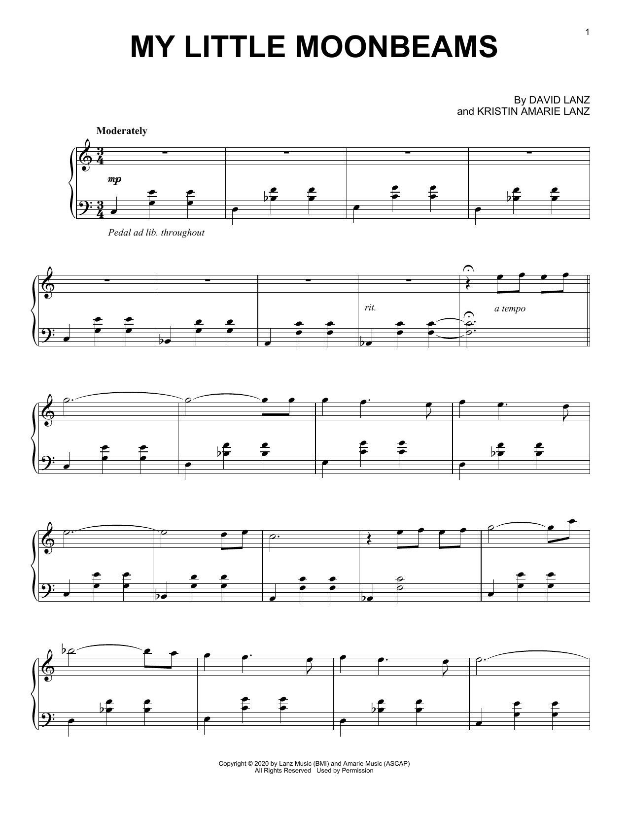 David Lanz My Little Moonbeams sheet music notes and chords. Download Printable PDF.