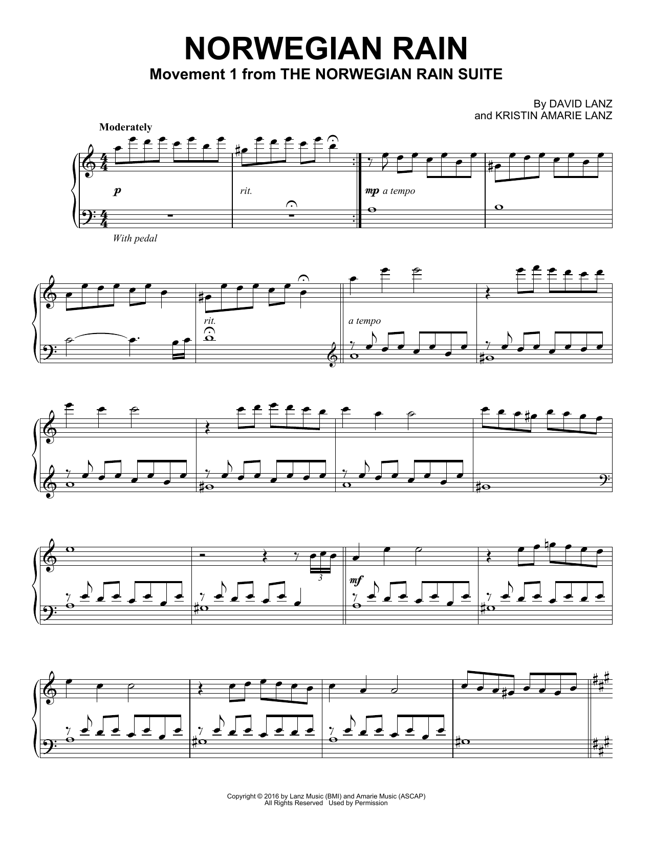 David Lanz Norwegian Rain sheet music notes and chords. Download Printable PDF.