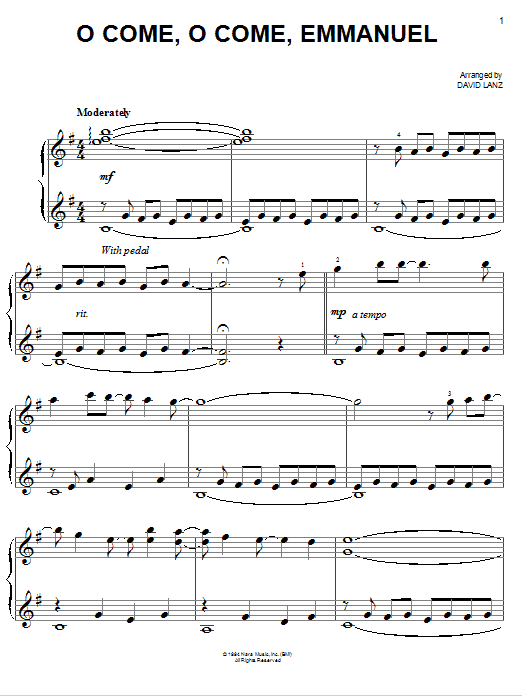David Lanz O Come, O Come, Emmanuel sheet music notes and chords arranged for Easy Piano