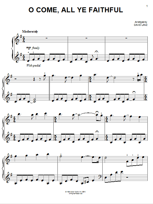 Learn to play David Lanz O Come All Ye Faithful sheet music for Easy Piano in minutes. Price: 6.9900$ David Lanz O Come All Ye Faithful sheet music notes and chords arranged for Easy Piano
