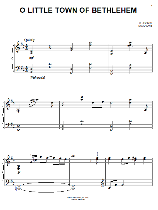 Learn to play David Lanz O Little Town Of Bethlehem sheet music for Easy Piano in minutes. Price: 6.9900$ David Lanz O Little Town Of Bethlehem sheet music notes and chords arranged for Easy Piano