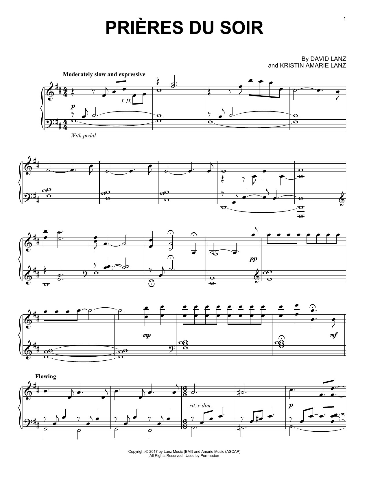 David Lanz Prières du soir sheet music notes and chords. Download Printable PDF.