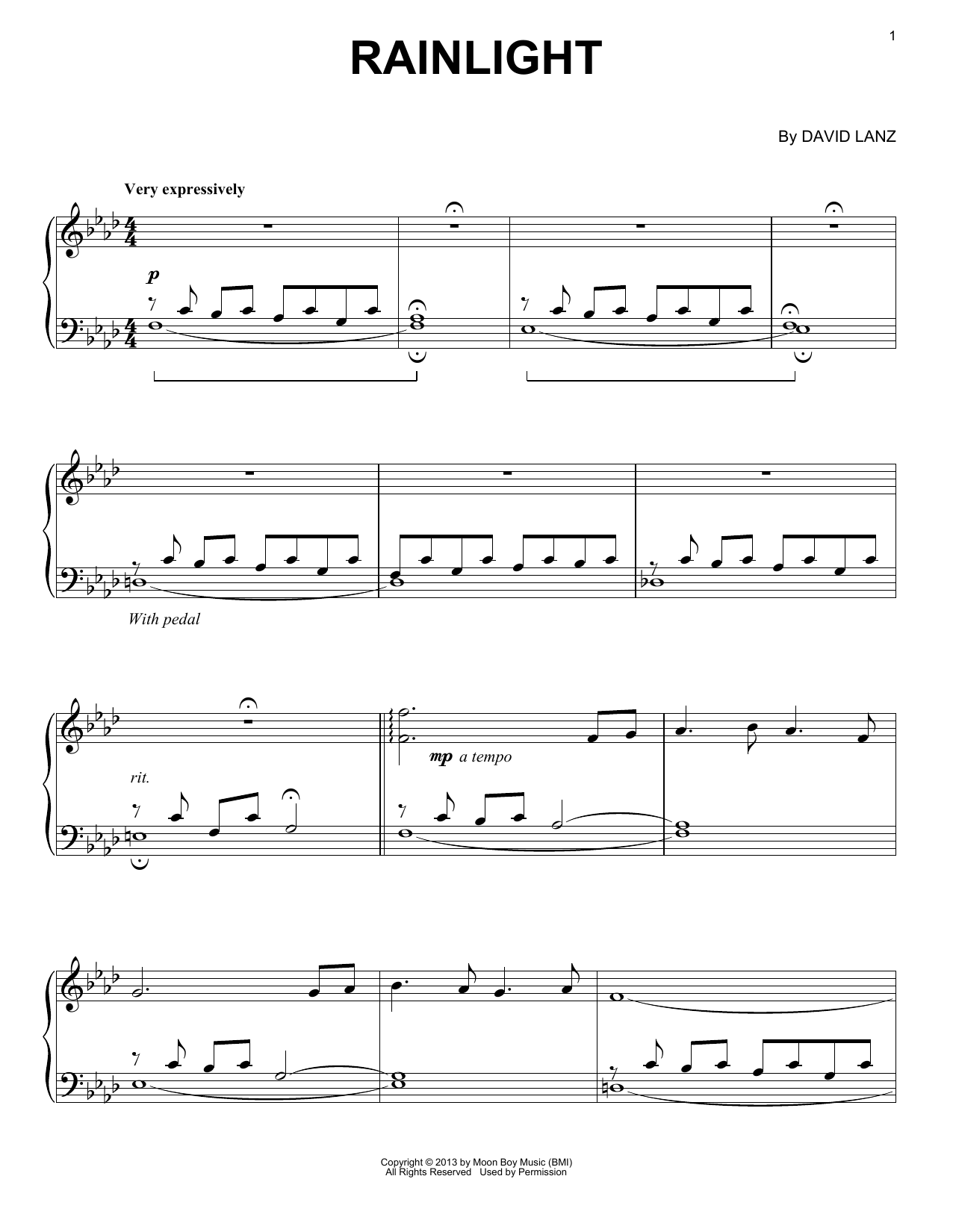 David Lanz Rainlight sheet music notes and chords. Download Printable PDF.