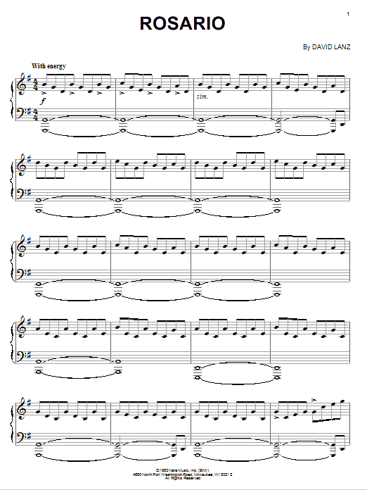 David Lanz Rosario sheet music notes and chords. Download Printable PDF.