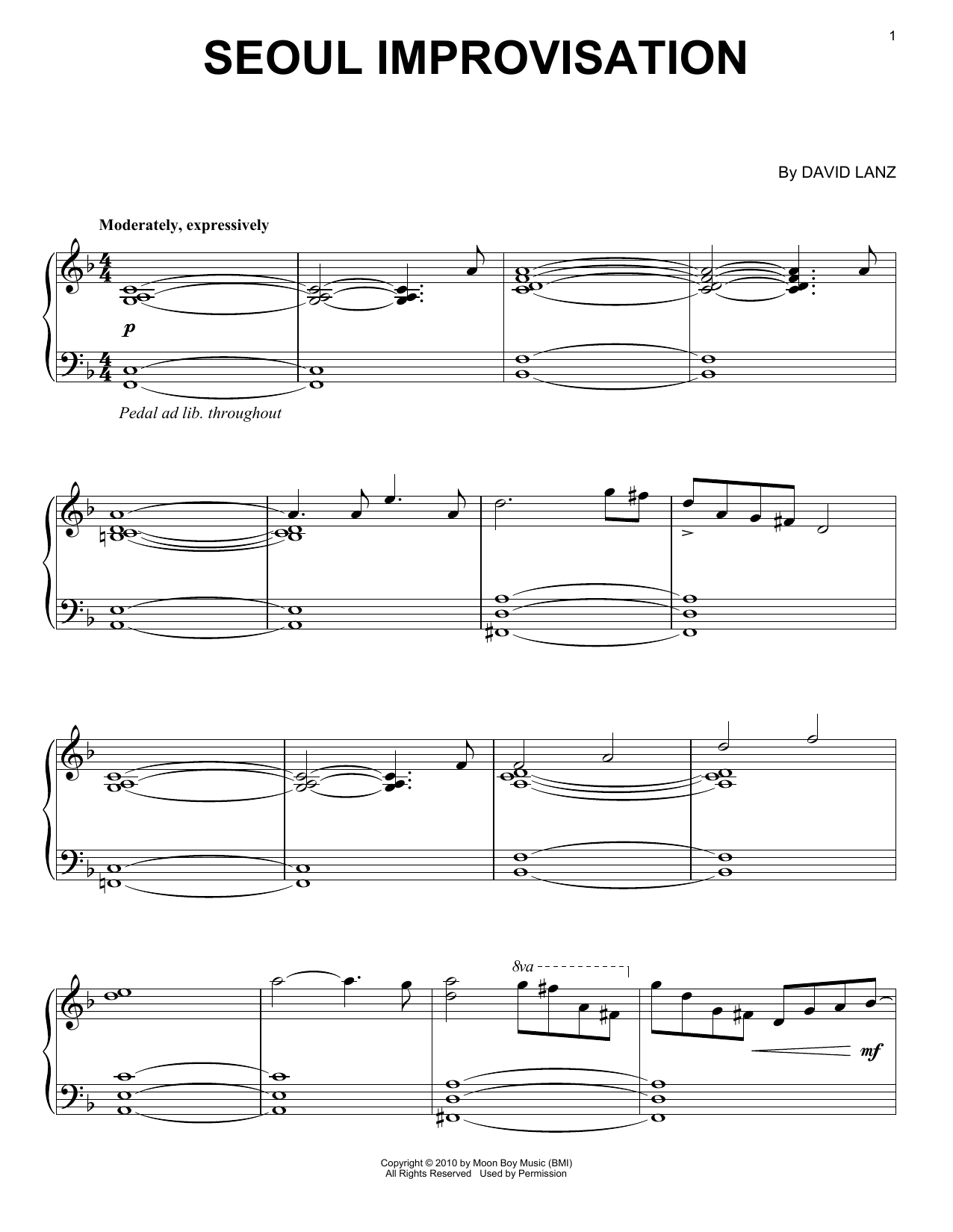 David Lanz Seoul Improvisation sheet music notes and chords. Download Printable PDF.