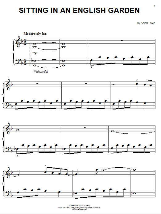 Learn to play David Lanz Sitting In An English Garden sheet music for Easy Piano in minutes. Price: 6.9900$ David Lanz Sitting In An English Garden sheet music notes and chords arranged for Easy Piano