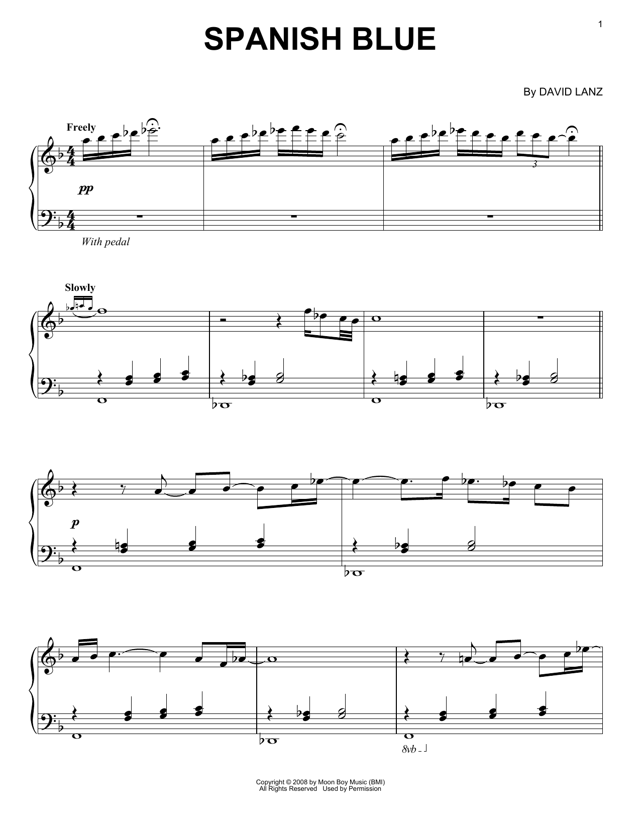 David Lanz Spanish Blue sheet music notes and chords. Download Printable PDF.