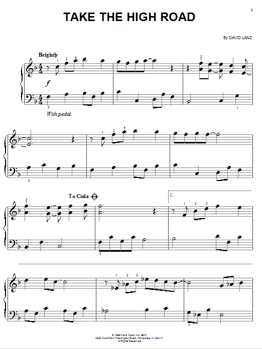 Learn to play David Lanz Take The High Road sheet music for Piano Solo in minutes. Price: 7.8900$ David Lanz Take The High Road sheet music notes and chords arranged for Piano Solo