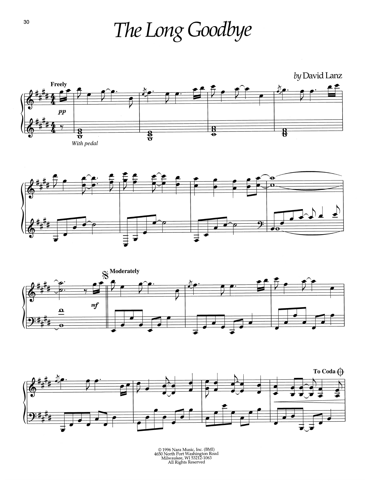 David Lanz The Long Goodbye sheet music notes and chords. Download Printable PDF.