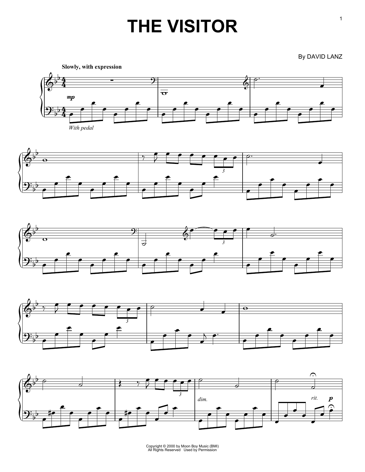 David Lanz The Visitor sheet music notes and chords. Download Printable PDF.