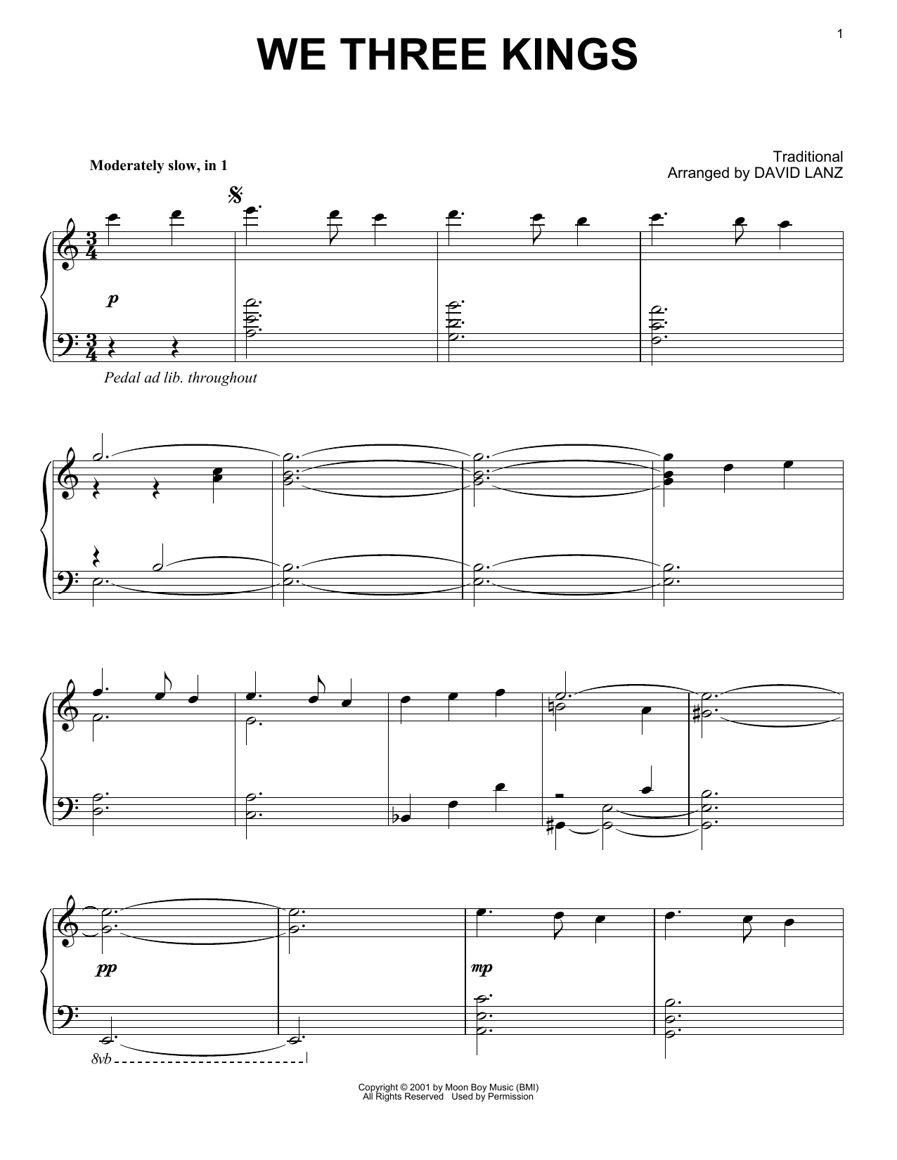 David Lanz We Three Kings sheet music notes and chords. Download Printable PDF.