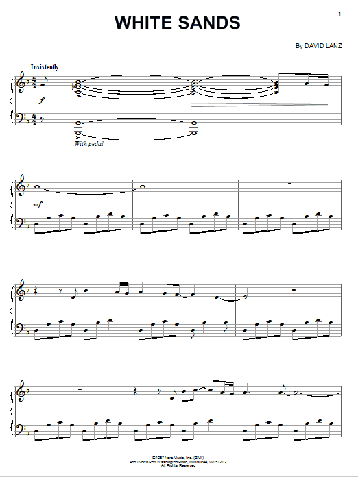 David Lanz White Sands sheet music notes and chords. Download Printable PDF.