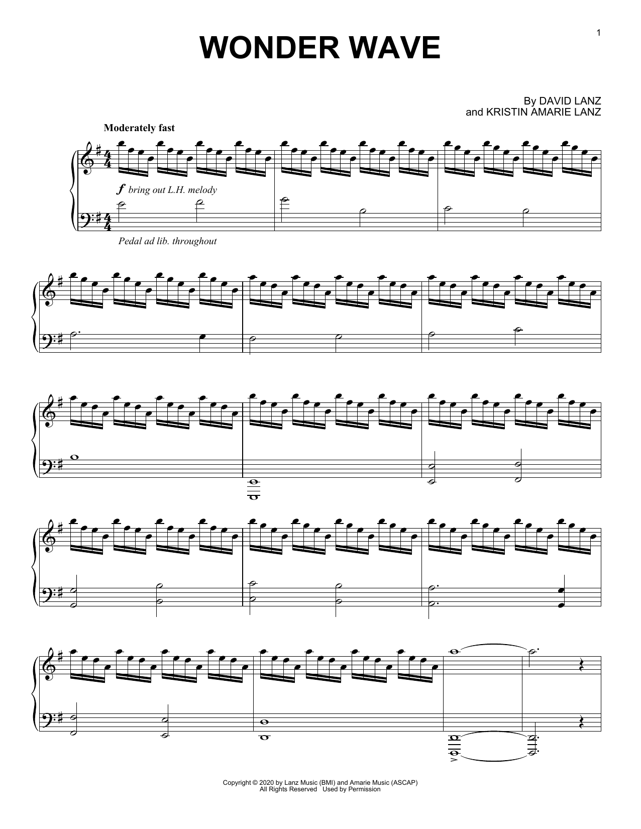 David Lanz Wonder Wave sheet music notes and chords. Download Printable PDF.