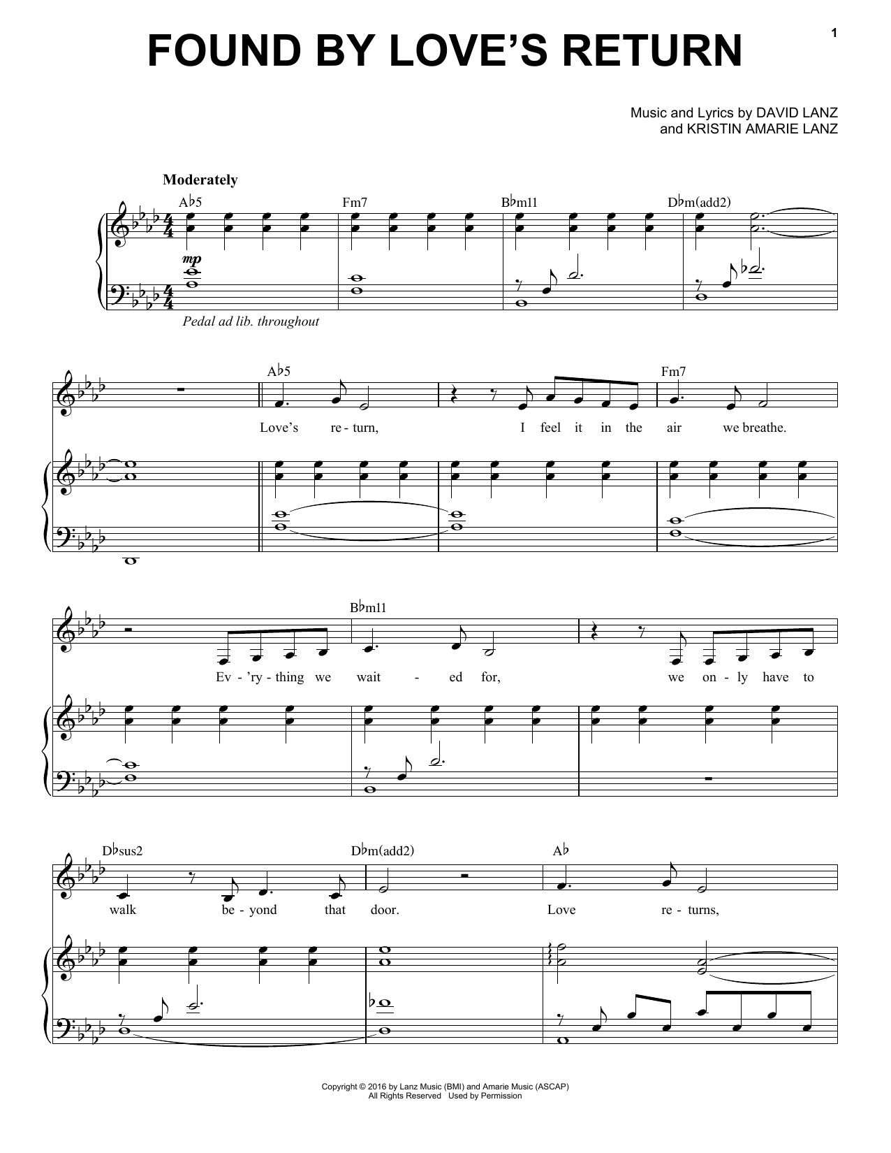 David Lanz & Kristin Amarie Found by Love's Return sheet music notes and chords. Download Printable PDF.