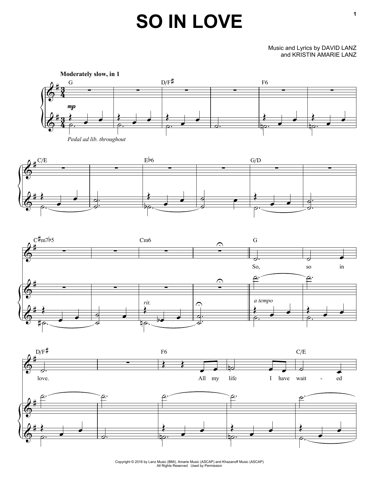 David Lanz & Kristin Amarie So in Love sheet music notes and chords. Download Printable PDF.