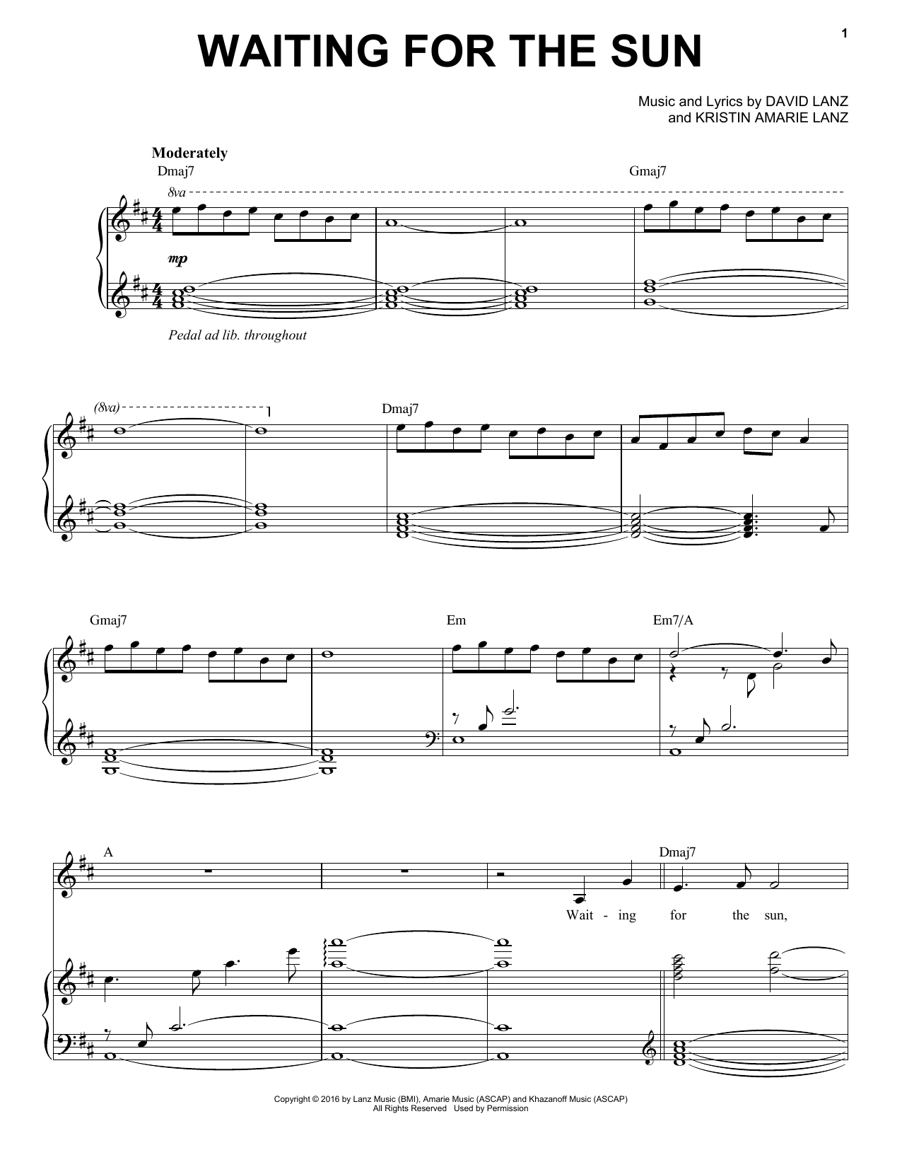 Learn to play David Lanz & Kristin Amarie Waiting for the Sun sheet music for Piano Solo in minutes. Price: 7.8900$ David Lanz & Kristin Amarie Waiting for the Sun sheet music notes and chords arranged for Piano Solo