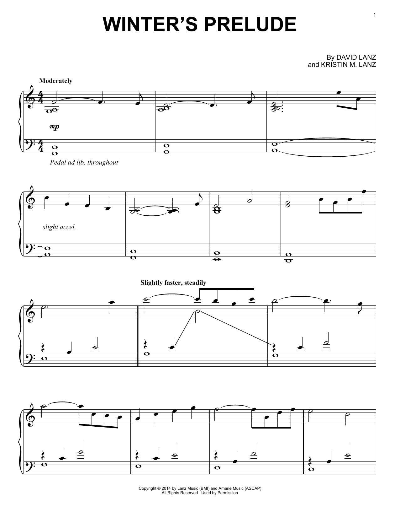 David Lanz & Kristin Amarie Winter's Prelude sheet music notes and chords arranged for Piano Solo